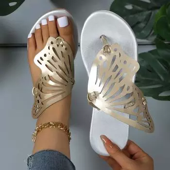 2025 Женские плоские тапочки Пляжные сандалии 36 розовый