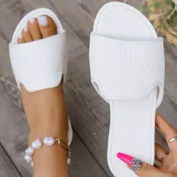 2025 женские сандалии на плоской подошве, летние новые сетчатые тапочки большого размера с принтом «рыбьего рта» для пляжа 36