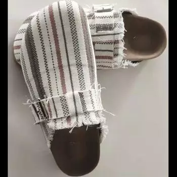 2025 женские тапочки-мешки, джинсовая обувь, европейские и американские, новые, импортные, большого размера, женские тапочки с плоским дном и полуподносом 36