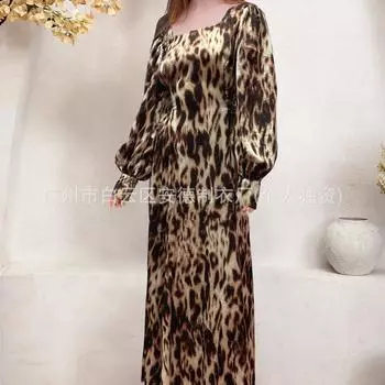 2025 женское новое платье с леопардовым принтом длинное платье весна S