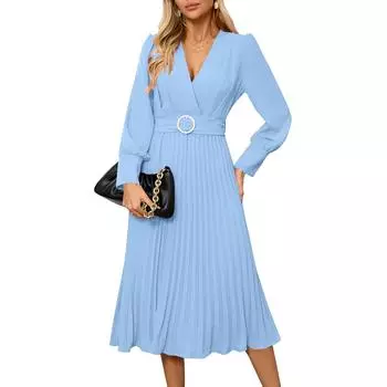 2025 женское новое платье с V-образным вырезом и длинными рукавами, модное облегающее плиссированное длинное платье в стиле А S
