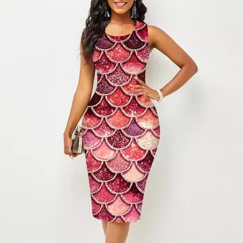 2025 женское платье слинг летние платья с принтом обтягивающие без рукавов облегающие сексуальные модные топы одежда XS красный