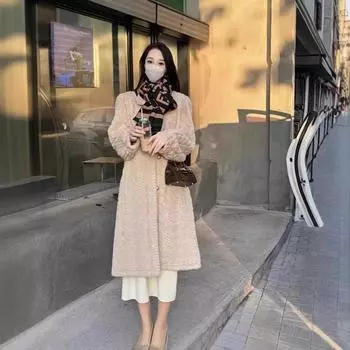 2025 Зима Новинка Пальто из жареных пончиков Женское Средней длины Утолщенный мех Экологичный мех Пальто из норки One size fits all