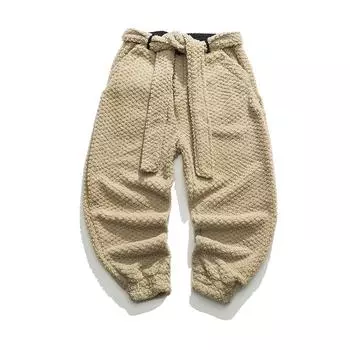2025 зимние мужские теплые повседневные брюки из овечьей шерсти, мужские брюки для фитнеса, бега трусцой, в китайском стиле, мужские брюки со шнурком, плотные брюки 5Xl M бежевый