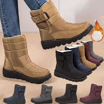 2025 Зимние теплые хлопковые ботинки для улицы Водонепроницаемые нескользящие женские ботинки 36 красный