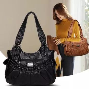 2025 Зимняя модная женская сумка-мессенджер из мягкой кожи высокого качества, женская сумка-тоут, роскошные однотонные женские сумки через плечо чёрный