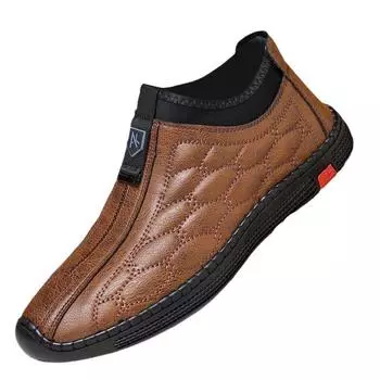 2025 зимняя новая хлопковая обувь мужская бархатная утолщенная удобная мягкая подошва повседневная кожаная обувь утепленная кожаная обувь теплая хлопковая обувь 39 чёрный