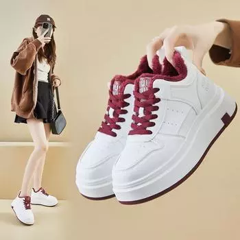 2025 зимняя обувь женская модная кроссовки увеличивающая рост обувь 3.5 см повседневная женская обувь мягкая удобная теплая плюшевая 35 чёрный