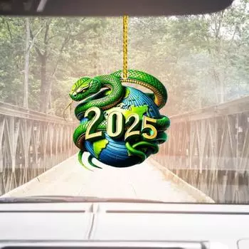 2025 змея подвесное украшение для дома комнатная рождественская елка зеркало заднего вида автомобиля 2D плоская акриловая змея подвесное украшение новогодний кулон Snake