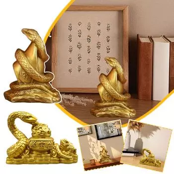 2025 золотая статуэтка змеи жабы фэн-шуй, монета, украшение, богатство, удача, украшения из смолы T7P5 A-1pcs