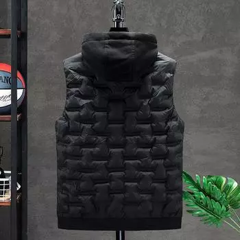 2025Down Vest Men Casual Wiistcoat Безрукавки Куртки Men Hooded Vest M серый