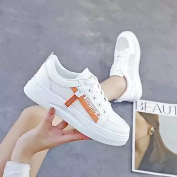 2025Fashion Women White Skateboard Shoes Summer Casual Sport Running Shoes Outdoor Breathable Lace-up Metal Decoration Flat Shoe 35