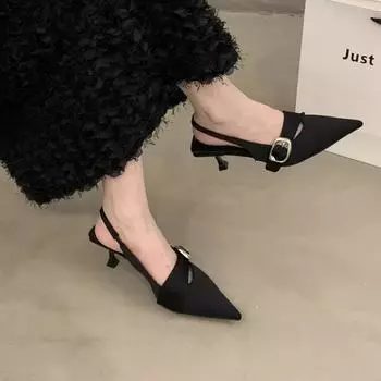 2025Hot Selling High Heels Women Fashion Shallow Slingback Sandals Women Office New Summer Designer Striptease Pointed Toe Mules 35