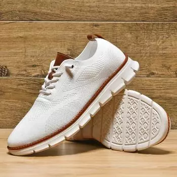 2025Новые мужские кроссовки, легкие дышащие повседневные туфли на плоской подошве, модные удобные туфли для активного отдыха, нескользящие спортивные туфли для ходьбы 40 белый