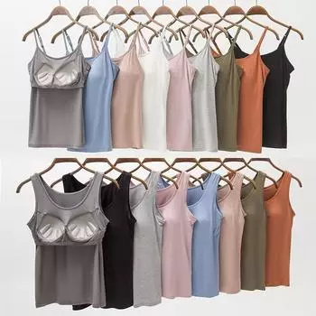2025Новый летний модал с чашечкой на пять пальцев, нагрудная накладка, женская многоцветная майка большого размера с широкими бретелями, женское нижнее белье, топ S серый