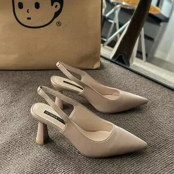 2025spring and Summer New Fashionable Simple Pointed High Heels Dress Party Baotou Sandals Comfortable Women Zapatillas De Mujer 35