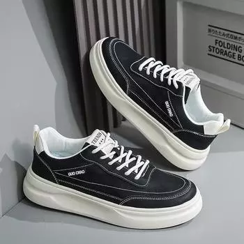 2025Spring Versatile Men s Shoes British Style Black Casual Shoes Male Work Platform Sneakers Jogging Flats Shoes Loafers Hombre 39 чёрный