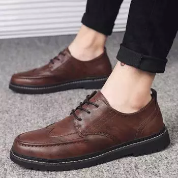 202 autumn new trendy casual shoes, British Block business dress leather shoes 39