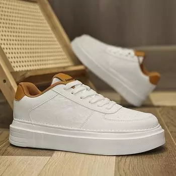 202 spring and summer Douyin leather thick-soled white shoes men s Korean version outdoor youth sports shoes casual live broadcast board shoes men s 39