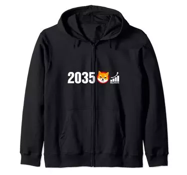 2035 Сиба-ину Миллионер Крутая цифровая валюта Монета Hodler Zip Hoodie чёрный