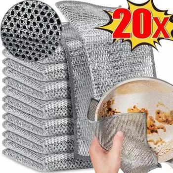 20/10/1 шт., волшебная металлическая стальная проволока, тряпки для чистки, домашняя кухонная кастрюля, сковорода, тряпка для мытья посуды, полотенца с антипригарным покрытием, тряпка из масляной стальной проволоки, тряпки Magic cloth 1PC