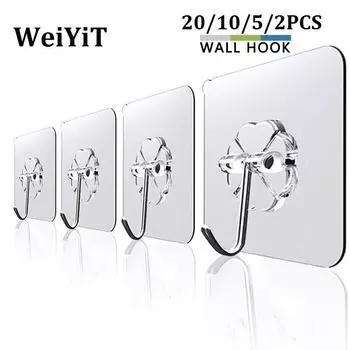 20/10/5/2 шт. клейкие настенные многоразовые липкие крючки для кухни и ванной комнаты 2PCS