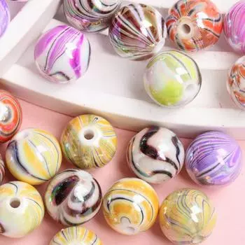 20/10/5 шт. 10/12/14 мм разноцветные акриловые полосатые бусины AB россыпью для изготовления ювелирных изделий своими руками ожерелье кулон браслет аксессуары ручной работы 14mm 5Pcs разноцветный