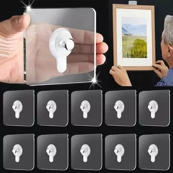 20/10 шт. прочные клейкие гвозди настенные крючки прозрачные бесшовные водонепроницаемые кухонные ванные винты крючок наклейка держатель для гвоздей вешалка