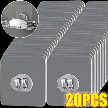 20-10 шт. прозрачные самоклеящиеся крючки настенные подвесные полки крючки фиксирующие наклейки для кухни ванной настенный стеллаж для хранения