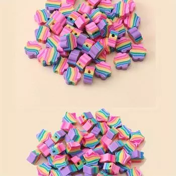 20/120 шт., радужные романтические глиняные бусины в форме пентаграммы в форме цветка на День святого Валентина, украшения своими руками для вечеринки, подарков, производства, аксессуаров mix style 20pcs разноцветный
