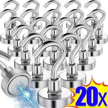 20/1 шт. маленькие магнитные крючки многоцелевые неодимовые магнитные крючки для кухни холодильника ключи держатели для хранения пальто вешалка для ванной комнаты 1Pcs