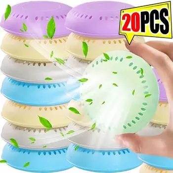 20/1 шт. Твердый освежитель воздуха для туалета, многокомпонентный ароматизатор для одежды, гардероба, автомобиля, самоклеящийся круглый освежитель воздуха для ванной комнаты 1PC