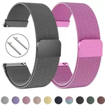 20 22 мм ремешок для Samsung Galaxy Watch 7 6 5 4 40 мм 44 мм Active 2 Gear S3 S2 S4 для Huawei Watch для часов Amazfit металлический магнитный браслет из нержавеющей стали 20mm watch band