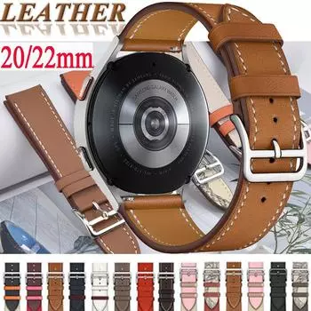 20 22 мм ремешок из натуральной кожи для Samsung Galaxy Watch 6 classic 43 мм 47 мм 5 6 7 FE 4 40 мм 44 мм classic 4 42 мм/46 мм 3 45 мм 41 мм Gear S2 S4 S3 22mm watch band