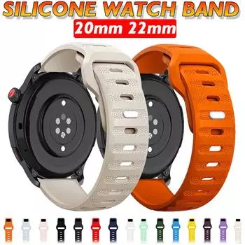 20 22 мм силиконовый ремешок для Samsung Galaxy Watch 7654 40 мм 44 мм 5 Pro 45 мм 46 мм 42 мм 3 Active 2 Gear S3 24 Sport мягкий спортивный ремешок для часов Huawei Watch 20mm watch band чёрный