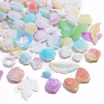 20-25 шт. акриловые бусины с бантом, бабочкой, розой, подвески, бусины для DIY браслета, ожерелья, изготовления ювелирных изделий фиолетовый