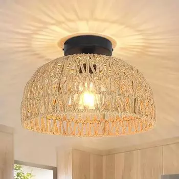 20*28 см абажур из ротанга потолочный абажур в стиле бохо плетеный ручной работы украшение для дома гостиная потолочный абажур подвесное украшение No light bulb светло-желтого