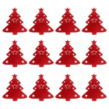 20/2pcs Christmas Cutlery Holders Xmas Tree Shaped Knife Fork Spoon Holder Bags Tableware Pockets Organizer Bag Party Home Decor red,2pcs