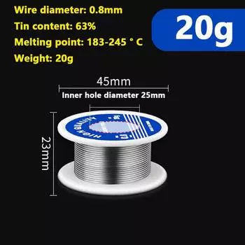 20/30/50/100 г Электронная паяльная проволока Припойная проволока Канифольный сердечник Оловянная многоцелевая сварочная проволока Флюс Железная проволока Катушка Бытовой инструмент 20g,1pc
