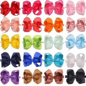 20/30 цветов 6-дюймовые банты для волос, повязки на голову для маленьких девочек, большой 6-дюймовый бант, мягкая эластичная лента для младенцев, новорожденных, малышей