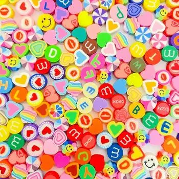 20/30 кусочков мягкого керамического материала, случайные цвета, декоративные бусины в форме сердца, бусины-разделители, браслеты своими руками, ожерелья, серьги, брелки, 20pcs