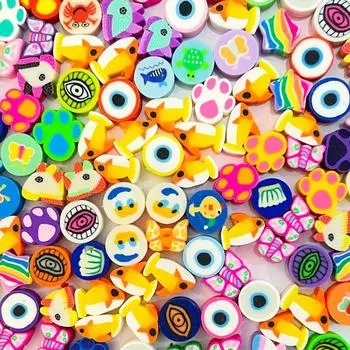 20/30 кусочков мягкого керамического материала, случайные цвета, декоративные бусины в форме сердца, бусины-разделители, браслеты своими руками, ожерелья, серьги, брелки, 20pcs