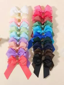 20/30 шт. 3,35 Однотонные заколки-бантики для волос для маленьких девочек, милые заколки для волос с длинными лентами из репсовой ткани, головные уборы, аксессуары для волос