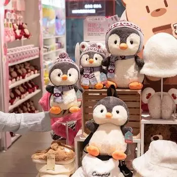 20-32 см милый пингвин в шапке и шарфе плюшевые игрушки мягкая игрушка кукла пингвины семья для мальчиков девочек пингвин подарок домашний декор