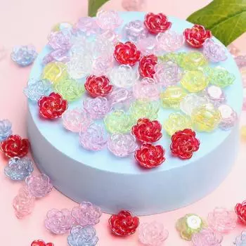 20/40/100 шт. 14 мм DIY свободные бусины для изготовления ювелирных изделий AB цвета подвески с двойным отверстием фурнитура для цветочных бусин ручная работа акрил для рукоделия 20Pcs разноцветный