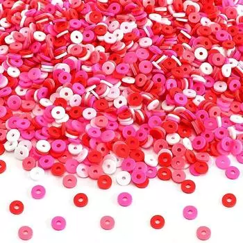 20/40/60 День святого Валентина красные, розовые, белые, глиняные бусины, плоские круглые полимерные бусины-разделители, изготовление украшений, ожерелья, браслеты 20g