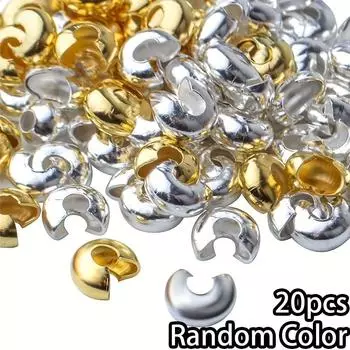 20/40/60 шт. 5 мм металлическая обжимная бусина рукав открытый круглый обжимной узел рукав ювелирные изделия обжимной рукав, подходит для самостоятельного изготовления ювелирных изделий Random Color 20pcs