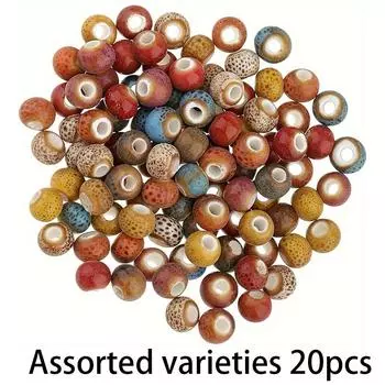 20/40/60 шт. Керамические круглые бусины, декоративные бусины, разделительные бусины, используемые для изготовления ювелирных изделий, принадлежности для рукоделия, браслет, ожерелье Assorted varieties 20pcs