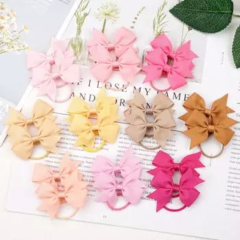 20/40 шт. 2-дюймовые банты для волос из репсовой ленты на резинках, резинки для волос, держатели для волос, аксессуары для волос для маленьких девочек, младенцев