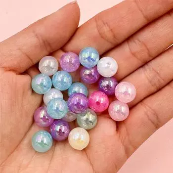 20/40 шт. 8 10 мм AB цветные акриловые круглые бусины для изготовления ювелирных изделий DIY кулон ожерелье браслет аксессуары 10mm 20Pcs белый